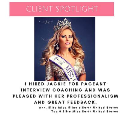 NYC Pageant Coach Jackie Schiffer's client Anna Zapolska, Elite Miss Illinois Earth placed Top 8 at Elite Miss Earth United States